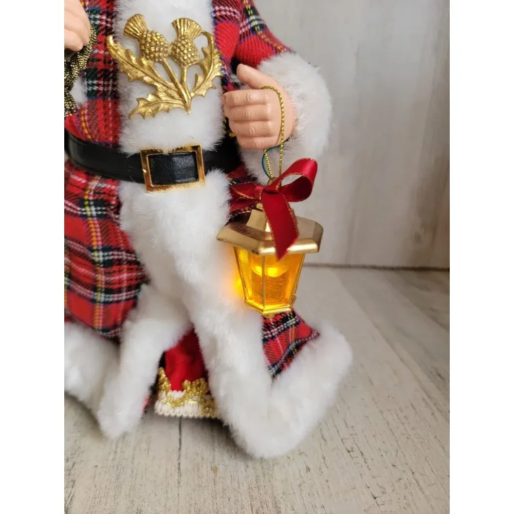 Possible dreams plaid tidings RARE clothtique lantern Santa Claus toy sack‎ Xmas